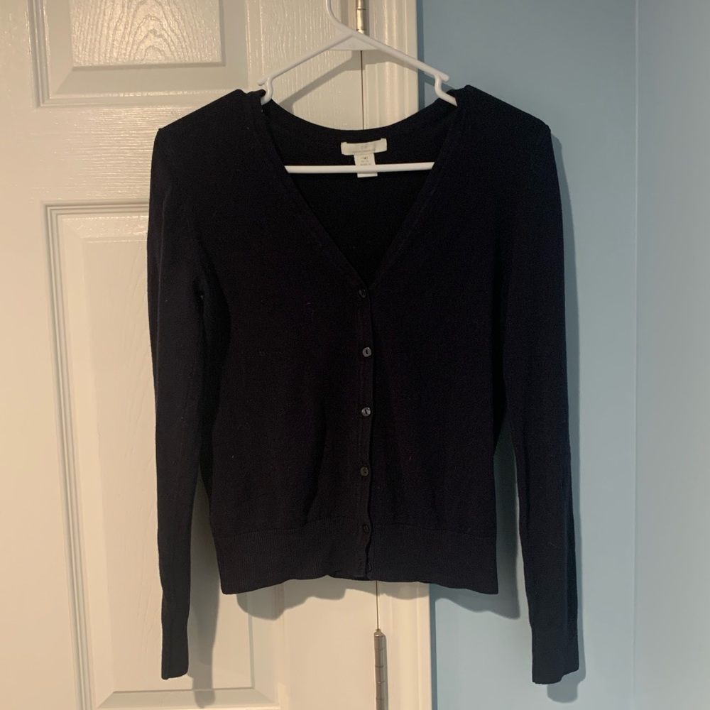 H&M Navy blue button-up cardigan